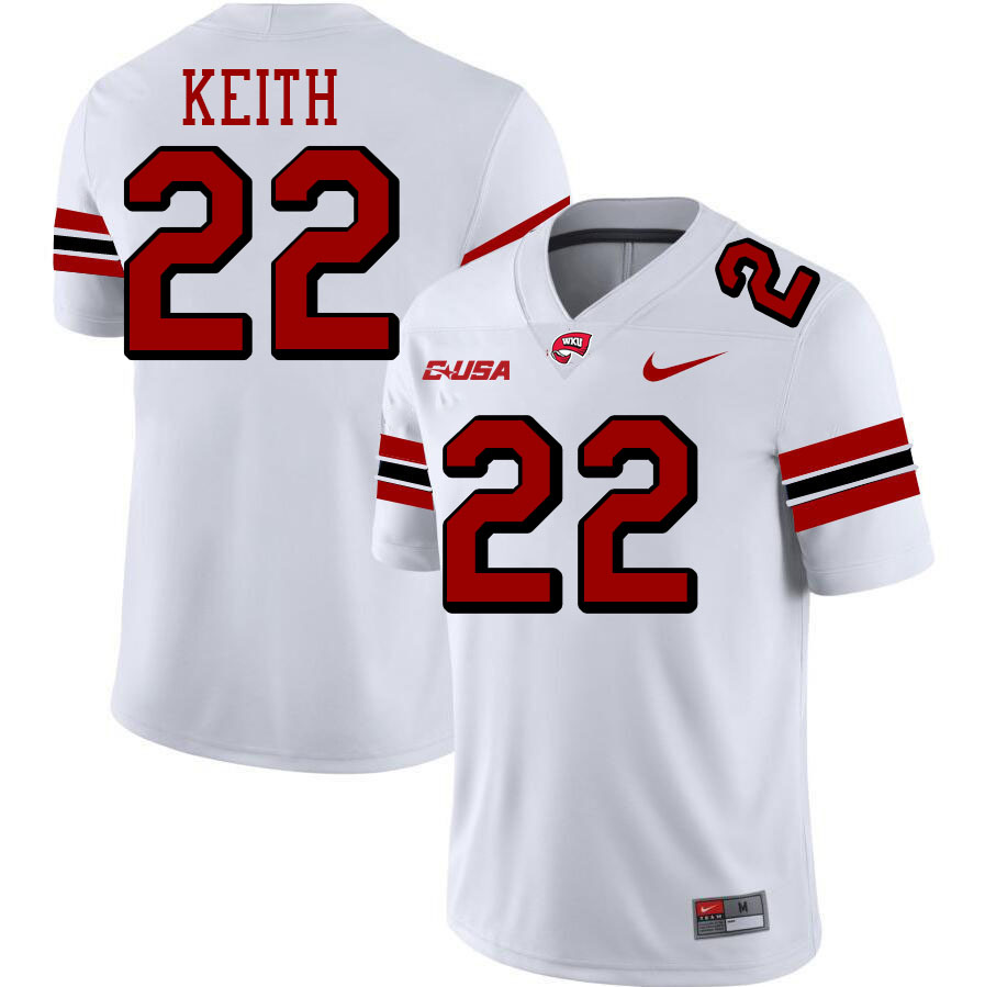 Western Kentucky Hilltoppers #22 Ta'ron Keith College Football Jerseys Stitched-White